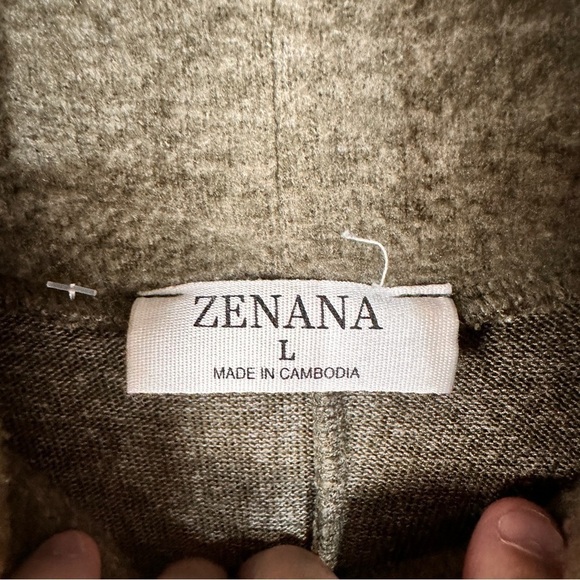 Oversized Sweater Women size Large Olive Green Turtleneck Hi Low hem Loose Fit - Picture 10 of 12